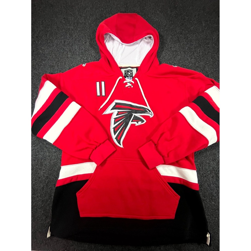 Atlanta Falcons Hoodie Mens Large Red NFL Players Football Pocket Fleece Lined